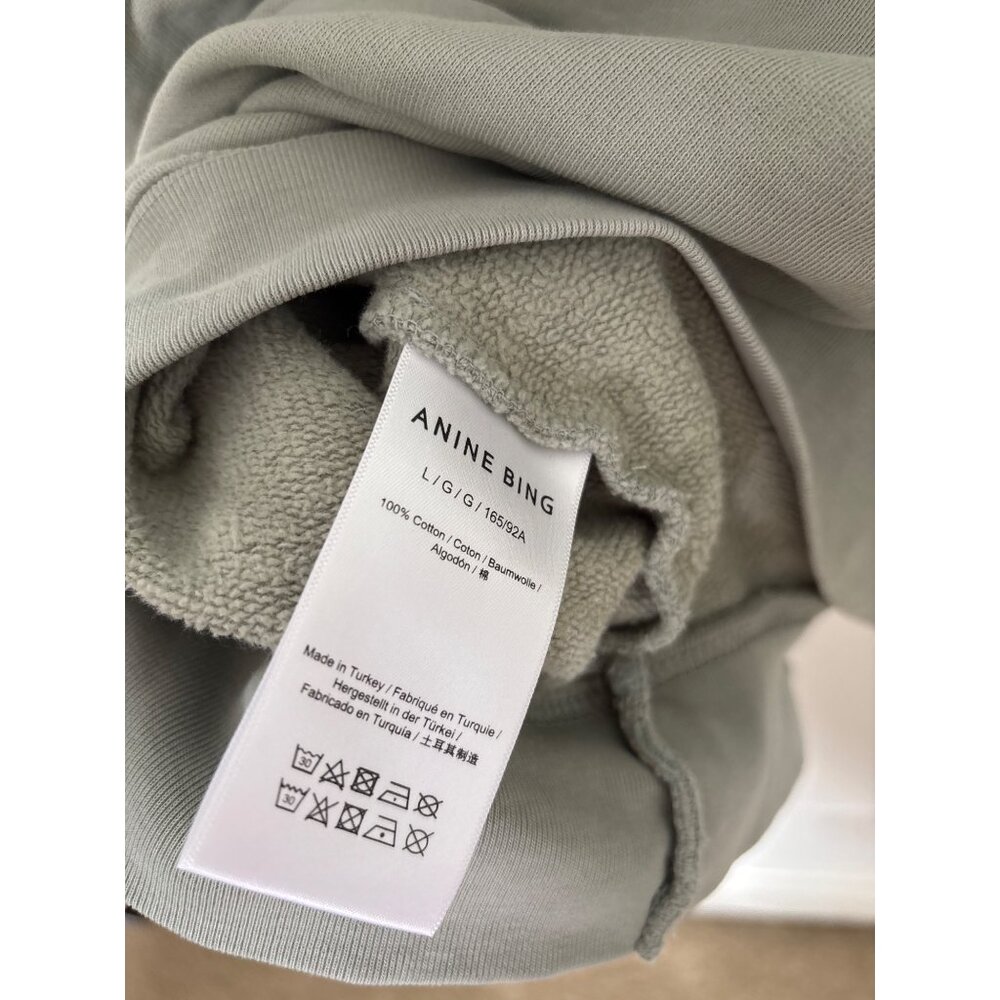 Anine Bing Womens Green Crewneck Sweatshirt With Satin "BING" Logo, new with tag - Picture 7 of 8